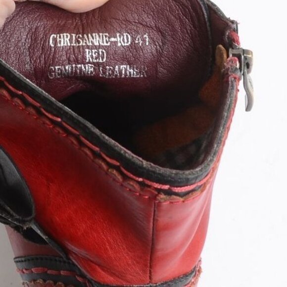 L'Artiste Chrisanne Red Leather Lace Up Floral Retro Y2K Ankle Bootie 9.5-10 - Picture 7 of 8